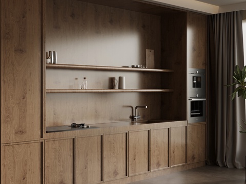 中古风餐边柜 橱柜su模型