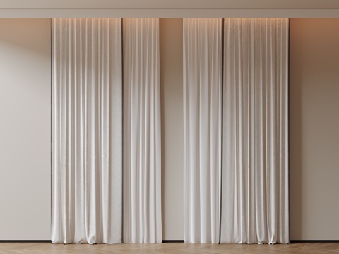  现代通用窗帘 中古布帘窗纱 纱帘 百叶帘 素色帘 纯色窗帘su模型 