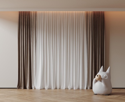  现代通用窗帘 中古布帘窗纱 纱帘 百叶帘 素色帘 纯色窗帘su模型 