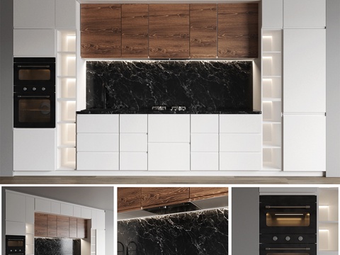  现代白色厨房宜家Voxtorp系列3d模型 