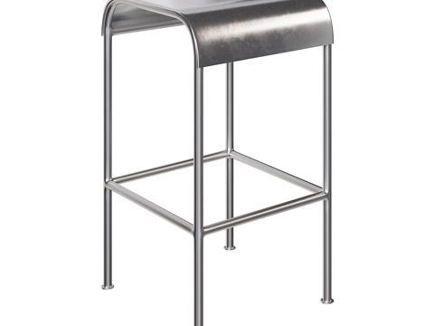  现代极简不锈钢吧台椅3d模型 