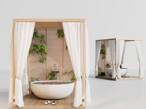 泡澡区浴缸su模型