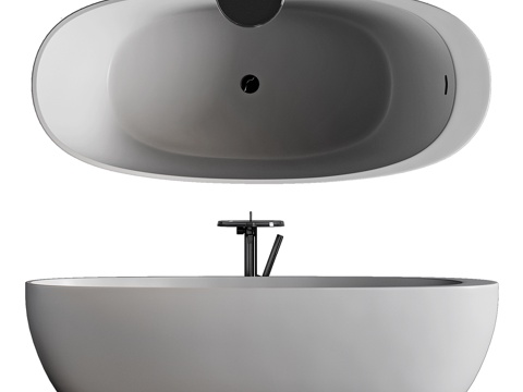  现代椭圆陶瓷浴缸3d模型 