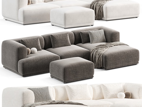  现代意式布艺组合休闲沙发3d模型 