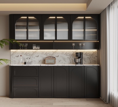  法式中古风酒柜 餐边柜3d模型 