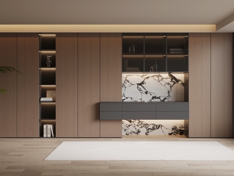 现代意式书柜su模型