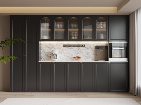  法式复古风酒柜 餐边柜3d模型 