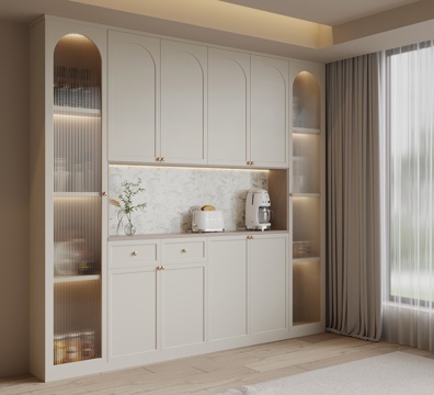  法式奶油风酒柜 餐边柜3d模型 