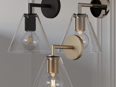  实用漏斗灯罩单壁灯3d模型 