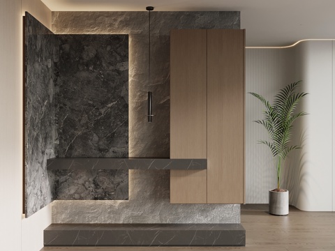 现代意式玄关 玄关柜 鞋柜su模型