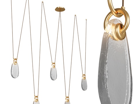  现代轻奢极简玻璃装饰吊灯3d模型 