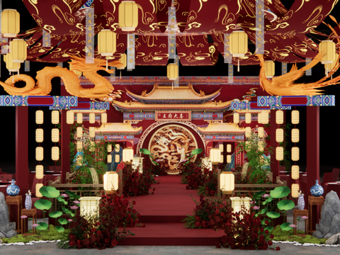 中式吊顶 婚礼su模型