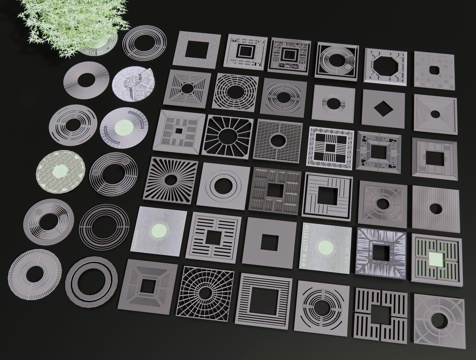  现代树篦子 雨水篦子 种植池盖板 树池盖板 树坑护板 树池口3d模型 