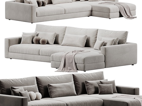  现代意式布艺组合转角沙发3d模型 