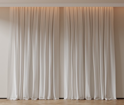  现代通用窗帘 中古布帘窗纱 纱帘 百叶帘 素色帘 纯色窗帘su模型 