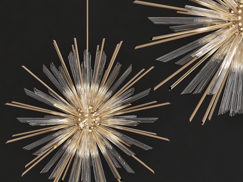  Feiss Quorra 41 灯 抛光黄铜枝形吊灯3d模型 