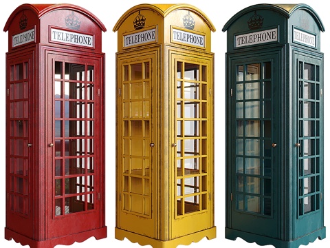  伦敦电话亭展示柜3d模型 
