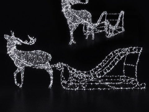  立体光雕鹿与雪橇3d模型 