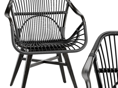  黑色木椅3d模型 