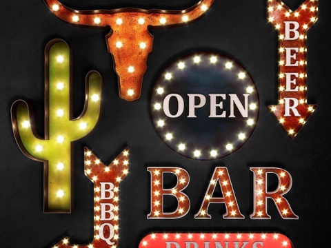  发光金属标牌套装173d模型 