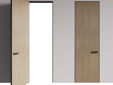  北欧简约房间门 单开门 卧室门 入户门 木质门3d模型 