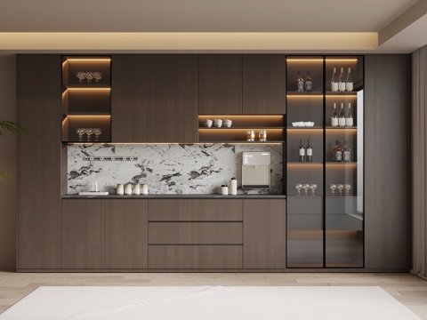 现代意式酒柜 餐边柜su模型