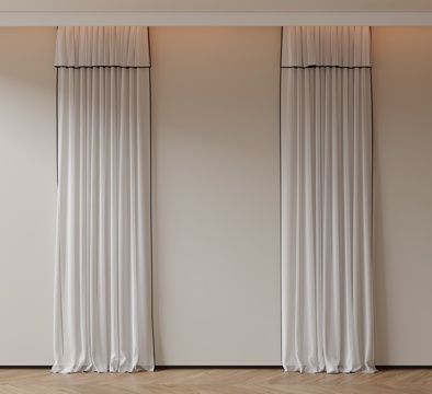  现代通用窗帘 中古布帘窗纱 纱帘 百叶帘 素色帘 纯色窗帘su模型 