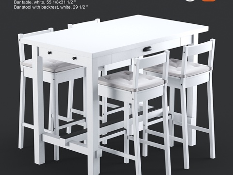  宜家Nordviken吧台桌与吧凳3d模型 