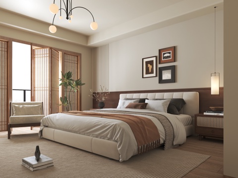  中古风卧室3d模型 