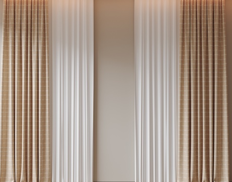  现代通用窗帘 中古布帘窗纱 纱帘 百叶帘 素色帘 纯色窗帘su模型 