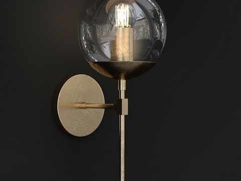  黄铜球形壁灯浴室墙灯3d模型 