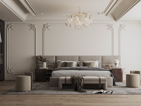  法式卧室3d模型 