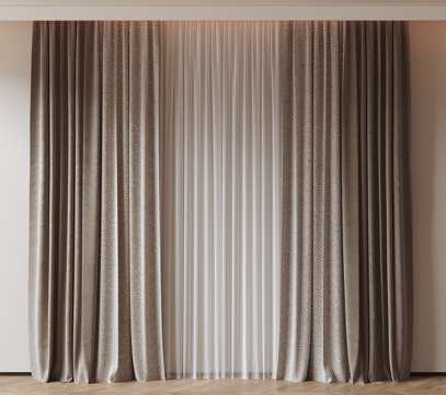  现代通用窗帘 中古布帘窗纱 纱帘 百叶帘 素色帘 纯色窗帘su模型 