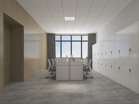  办公室桌椅文件柜3d模型 