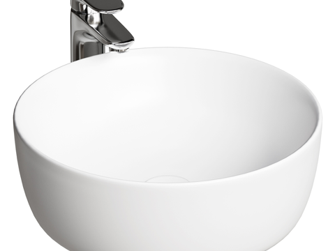  现代圆形陶瓷台盆 洗手盆3d模型 