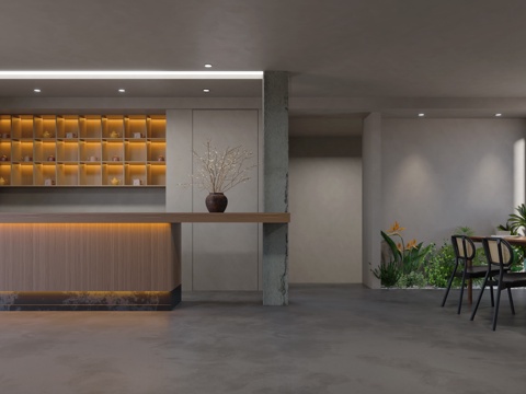  民宿餐厅   侘寂餐厅   吧台3d模型 