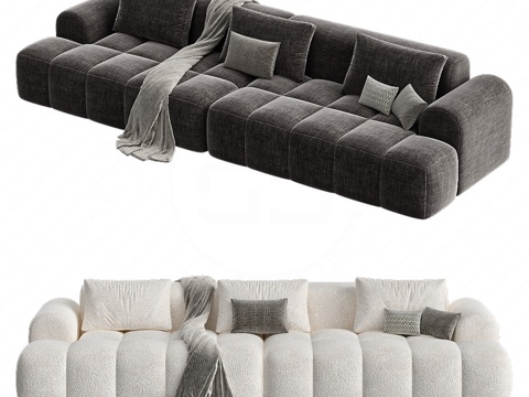  三人沙发3d模型 