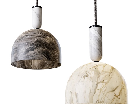  现代意式圆形大理石小吊灯3d模型 