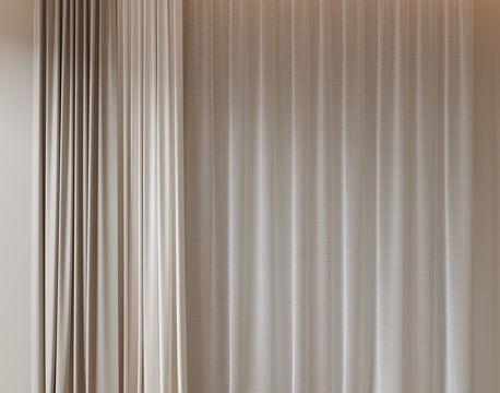  现代通用窗帘 中古布帘窗纱 纱帘 百叶帘 素色帘 纯色窗帘su模型 