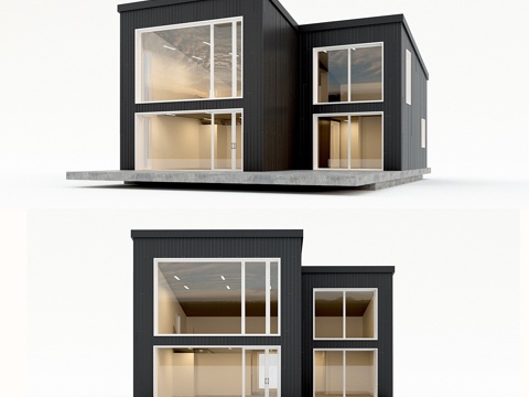  双层住宅楼。预制房屋。103d模型 