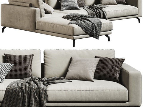  现代意式布艺组合转角沙发3d模型 