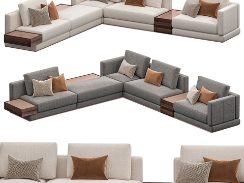  现代意式 laskasas 布艺组合模块沙发3d模型 
