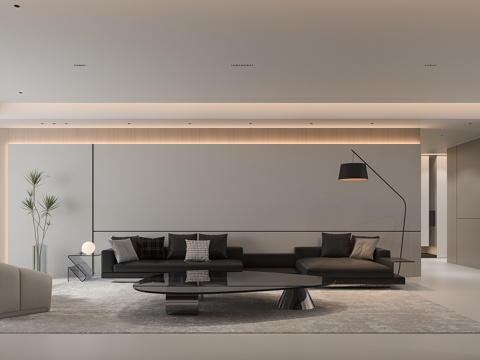  客餐厅餐桌餐边柜3d模型 