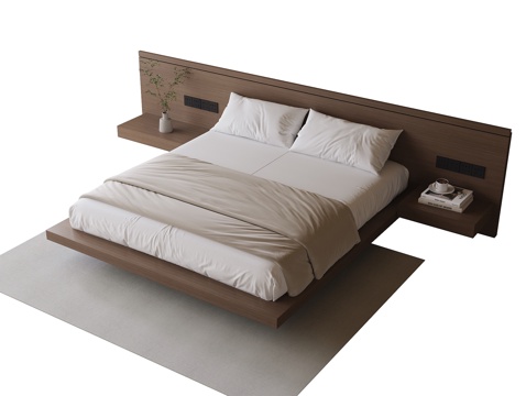  现代双人床3d模型 