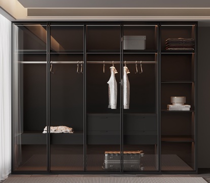 现代意式衣柜 玻璃门衣柜3d模型