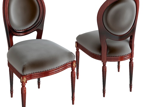  法式路易十六风格翡翠绿工作椅3d模型 