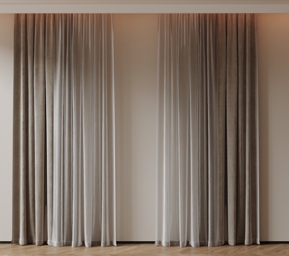  现代通用窗帘 中古布帘窗纱 纱帘 百叶帘 素色帘 纯色窗帘su模型 