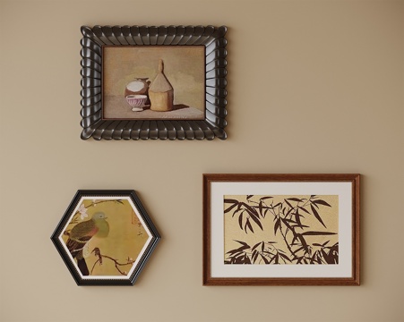 美式挂画 床头挂画su模型