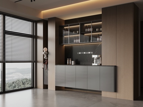 现代意式酒柜 餐边柜su模型