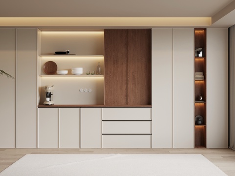 中古风酒柜 餐边柜su模型